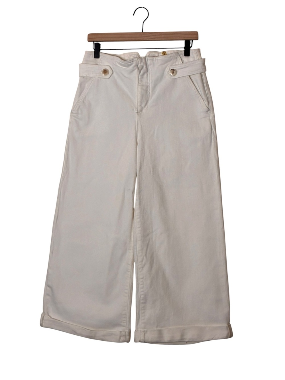 Maeve | Anthropologie LIKE NEW Cropped high rise wide leg cuffed jeans size 29 - Picture 2 of 15